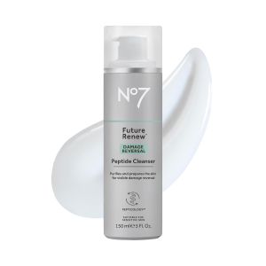No7 Future Renew Damage Reversal Peptide Gentle Face Cleanser - Anti-Aging Face Wash to Help Visibly Remove Impurities for Smoother Nourished Skin - Fragrance-Free Formula (5 Fl Oz)