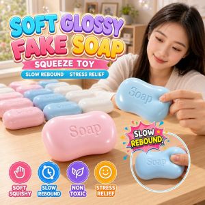 Compact Portable Soft Glossy Slow Rebound Fake Soap Squeeze Toy Stress Relief For Kids Adults