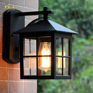 Outdoor Wall Lanterns Small Modern Exterior Light Fixtures Aluminum Housing with Crack-Like Glass Waterproof Wall Sconce Outdoor Wall Light for Porch Garage Front Door Black