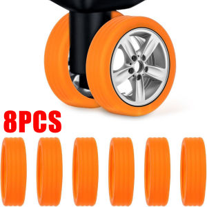 8PCS Rubber Cover Pelindung Roda Koper 360 Silikon Luggage Wheel Protector Karet Ring Pengganti Universal