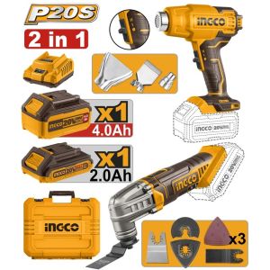 INGCO 20V MULTI TOOL+HOT AIR GUN COMBO 1X4.0 CHRG+CASE COSLI230703