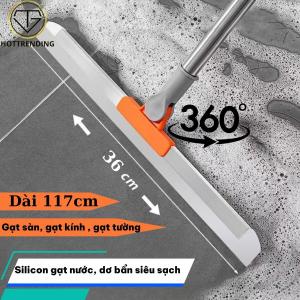 Cây Gạt Nước Silicon Gạt Nước Sàn Nhà Gạt Kính Đa Năng Xoay 180 Độ Đầu Gạt Silicon Dài 50cm Và Cán Kéo Dài 117cm