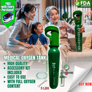 Right Choice [FDA Approved] Portable Medical Oxygen Tank Set 5 10 15 and 20 lbs - Brand New Refillable Full Content Complete Set with Regulator Flow Meter Humidifier Nasal Cannula & FREE Pulse Oximeter and Wrench