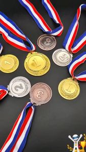 3Pcs/Set Winner Medals Gold Silver Bronze Award Medals Competition Medals with Ribbon