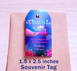 Under the Sea Birthday Souvenir Tag - Mermaid Dedication Card - Oneder the Sea - Personalized - Customized