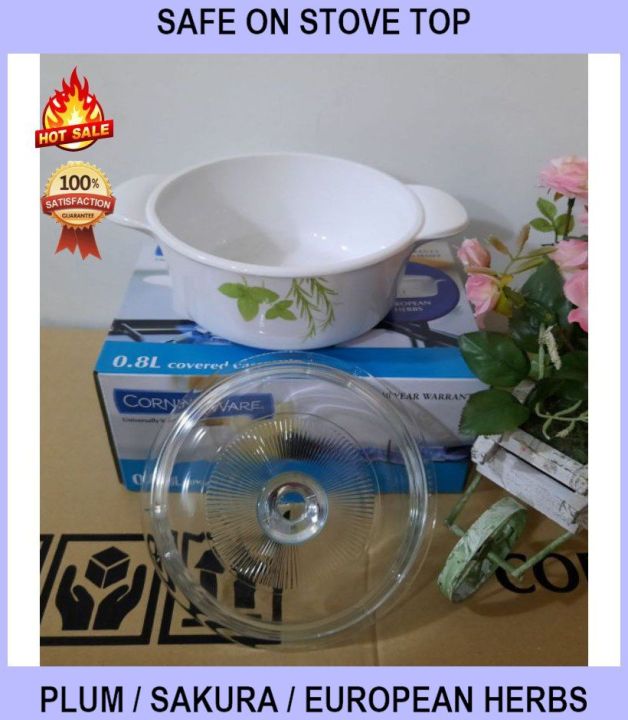 Round Plum/sakura/european Herbs Corningware SAFE ON STOVE TOP