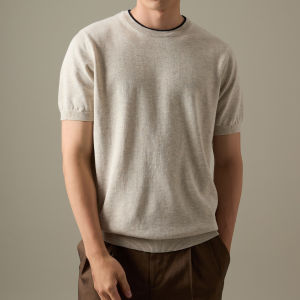 TWENTYSECOND เสื้อยืดแขนสั้นผ้า Knit รุ่น Carson Knit Cotton Tee - เบจ / Beige