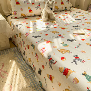 แผ่นเรียบระบายอากาศลายดอกไม้สไตล์เกาหลีผ้าปูเตียงลินินผ้าปูเตียงแบนคุณภาพสูง