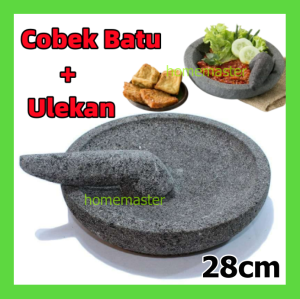 🔥HOT ITEM🔥COBEK BATU + 🆓 ULEG BATU 18/20/22/24/26/28cm INDONESIA Lesung gesek /Cobek batu dan Ulekan Murah asli batu Cobek Batu & Ulekan Sambal /Lesung Gesek / Lesung Batu / Mortar and pestle