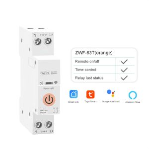 TUYA WiFi Smart Circuit Breaker 1P 63A Din Rail/Power Energy Metering/Voltage Current Protection/Wireless Remote Control/Over Current Limiter/Smart Home PH