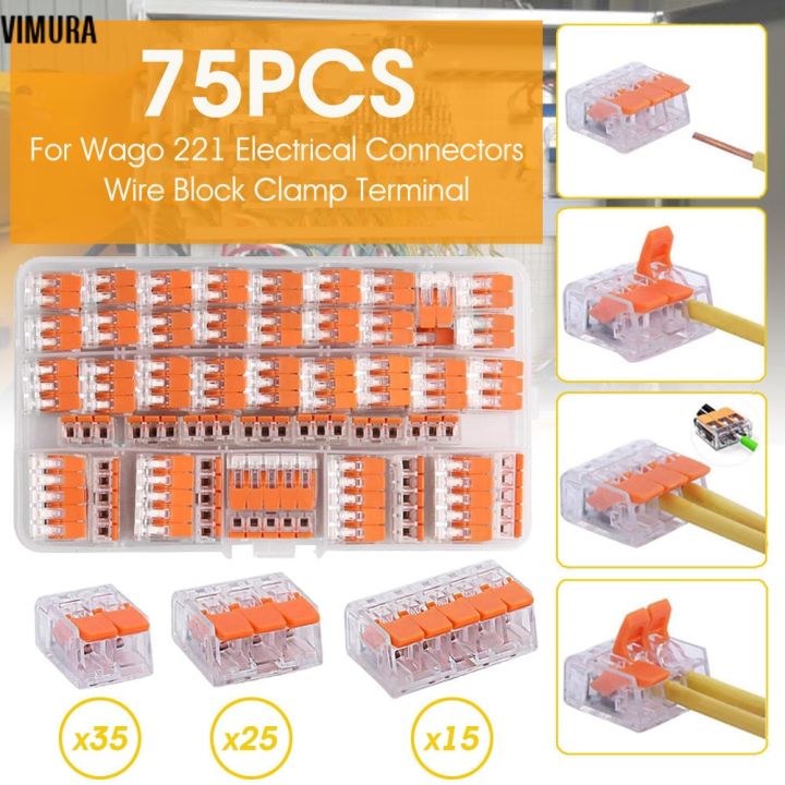 50PCS 3 Port Reusable Wire Connectors, 0.5-4.0mm Square Wide