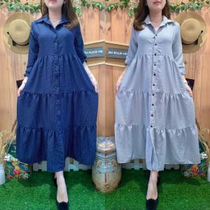 LONG DRESS MINI POLKA BUSUI BUMIL FRIENDLY 3097-50 GHAUDENS