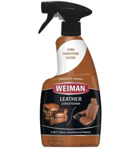 Weiman Leather Cleaner and Conditioner Spray for Use on Your Couch Chair Purse Wallet Shoes Boots Saddle Belt Jacket Car Seat 12fl oz 16fl oz