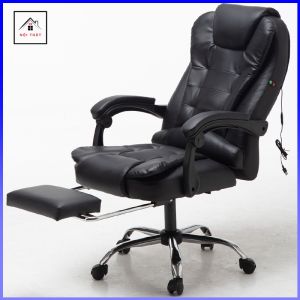 Ghế Xoay Văn Phòng Có Massage Lưng - Ghế Giám Đốc Bọc Da Cao Cấp Có Gác Chân