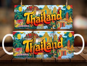 * 1 PC MUG W/ BOX * THAILAND MUG DESIGN 11oz with BOX SOUVINER