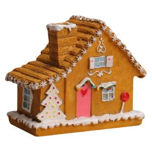 LED Lighted Gingerbreads House Figurines Ornament Christmas Decorations for Xmases Holiday Party New Year Home Decors