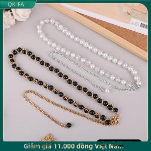 QK FA ✨ Phụ nữ thanh lịch vành đai Ngọc Trai Chuỗi Thắt lưng đàn hồi khóa chuỗi ngọc trai vành đai phụ kiện quần áo nữ
