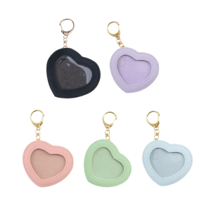 Creative Heart Designs Holder Keychain Anime Pendant PU Leather Protector Bag for Campus Life and Social Event