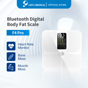 Lepu Rechargeable Bluetooth Digital Smart Body Fat Weight Scale 15 Body Composition Monitor with Heart Rate 體脂秤 電子秤 Timbang Berat Badan 2 Different Color Weighing Scale F4 Pro