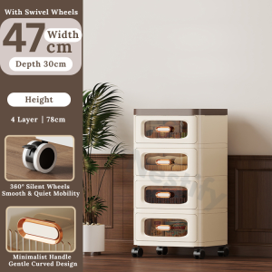 5 Layer Storage Drawer Cabinet with 360° Silent Wheels Minimalist Handle Transparent Organizer Almari Baju 抽屉收纳柜