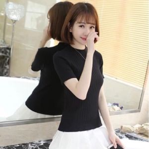 FRAN Turtle Neck Knitted Blouse Short Sleeve COD