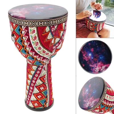 8.5 Inch African Djembe Drum Colorful Cloth Art ABS Barrel PVC Starry Sky SkinFast shipping
