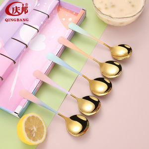 5 Pcs Sendok Bulat Sendok Stainless Tahan Karat/Sendok Sup Kotak Hadiah/souvenir