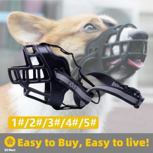 Fast Shipping: Soft Rubber Dog Mouth Muzzle & Reflective Breathable Basket Muzzles