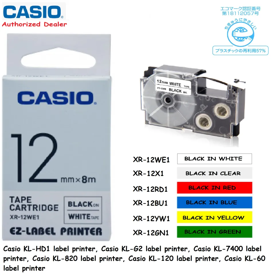 Casio tape cartridge 12mm best sale