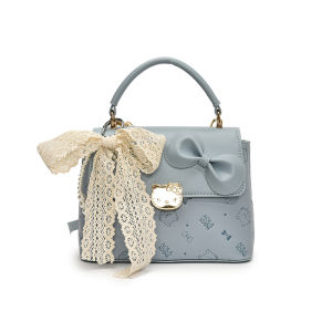 NIkyLundun กระเป๋าถือผู้หญิงแบบเรียบหรูพร้อมโบว์และแต่งด้วยลูกไม้