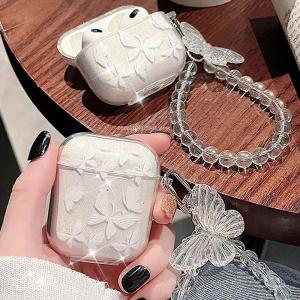 HBESTY  Sparkling Butterfly Print Suitable For airpods pro2 For Apple 2nd Generation Bluetooth Earphone Case Clear Protective Case Box