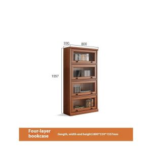 [CozyNest ]Solid Wood Glass Door Bookshelf Dustproof Storage Cabinet Household Cabinets Bookshelf Display Cabinet