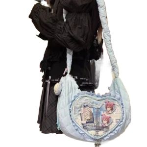 FGJEB เชือกหูรูด กระเป๋าหัวใจรัก itabag ใสสะอาด น่ารักน่ารักๆ กระเป๋าสะพายตุ๊กตาโชว์ แฟชั่นสำหรับผู้หญิง สร้างสรรค์และสร้างสรรค์ กระเป๋าสตรีเดินทาง หญิงหญิงหญิง