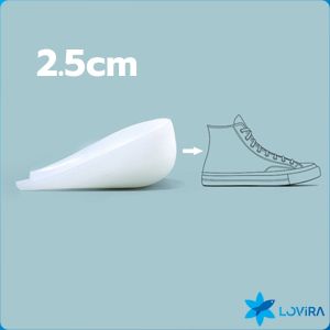 LoviRa Height Increased Shoe Insoles Taller Insert Elasticity Heel Cup Invisible Pad Cushion