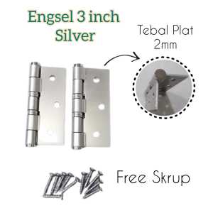 Engsel Tebal Silver Pintu Jendela 3 Inch Kuat Bagus Kokoh 3" Berkualitas Engsel Pintu Serbaguna