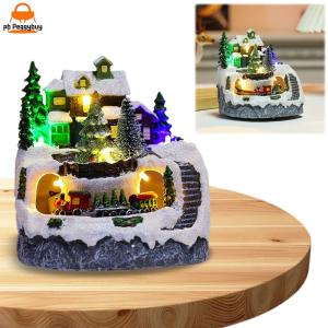 Festive Resin Garden Statues with Lights Christmas Village Scene for Unique Holiday Gift