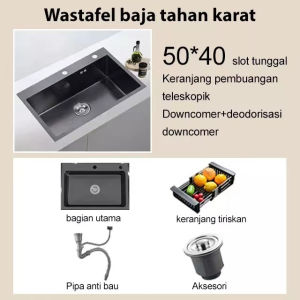 REAIM Set Lengkap Kitchen Sink/Wastafel Stainless Hitam 304 Paket Kitchen Sink Wastafel Cuci Piring