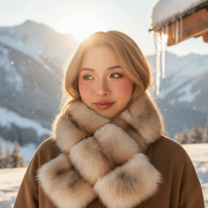 HEALMEYOU Skin Friendly Winter Faux Fur Scarf Soft Texture Windproof Cross Fluffy Collar Fleece Neck Gaiter Lightweight Thick Warm Neck Warmer Daily Commuting