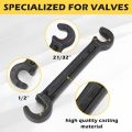 8-Inch Double Ended Valve Wheel Wrench,Durable Cast Steel Hand Tool for Smooth Valve Opening & Closing,Protects Handwheels from Damage - Ideal for Fire Riser Drains (1/2" and 21/32"). 