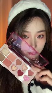 PINKFLASH Bộ trang điểm 5pcs/set Bộ mỹ phẩm trang điểm phiên bản đặc biệt độ lên màu cao mềm mịn OhMyLove Bóng mắt+Má hồng tự nhiên+2pcs Dưỡng ẩm cho môi+Bột nén bộ make up đầy đủ set