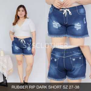 SYS Clothier Rubber Dark Short Ripped Wanita | Celana Pendek High Waist Stretch Premium (Size 27–42)