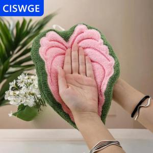 [COD] CISWGE Lá lau tay Khăn san hô Fluff khăn nhà bếp làm sạch hộ gia đình mềm thấm Sáng Tạo Treo phòng tắm khăn tay