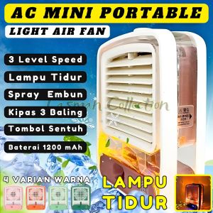Light Air Fan Kipas Pendingin Udara Protable LED Fan Lampu Hias Tidur Kipas Angin AC Mini Protable