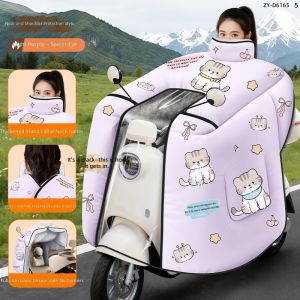 RA Electric Scooter Windbreaker Quilt Winter Waterproof Warm Fleece Thick Motorcycle Cover AR