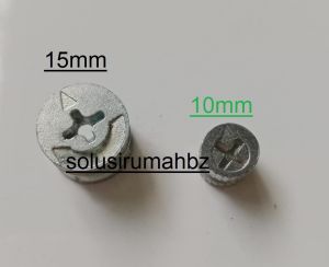 Casing Minifix skrup baut Knock down pilih 10mm 12mm 15mm 10 12 15 mm suku cadang komponen sekrup spare part sparepart