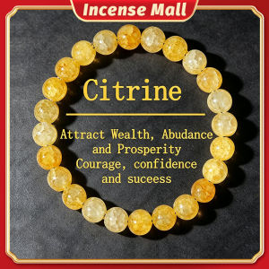 Citrine Beaded Bracelet Feng Shui Lucky Charm Attract Wealth Prosperity Good Fortunate Artificial Crystal Bracelet Jewelry Gift for Men Women