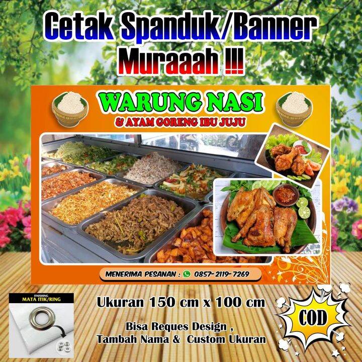 Spanduk Banner Warung Nasi I Banner Warteg Ukuran 100 cm x 150 cm