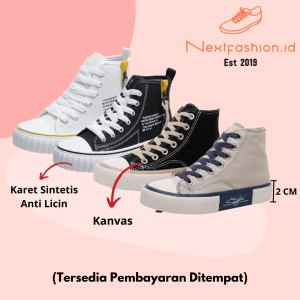 Sepatu Sneakers Kanvas Wanita Kasual Sport Shoes Warna Hitam Putih Nextfashion 216 217