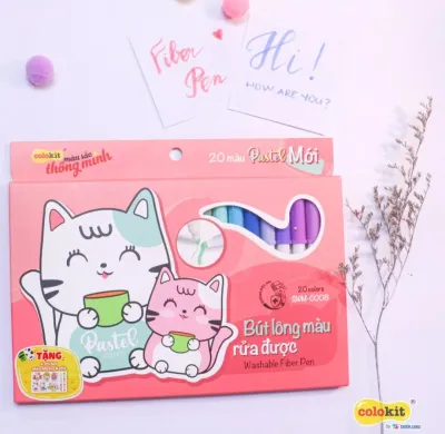 Bút Lông 20 Màu Pastel Washable Fiber Pen Thiên Long Colokit SWM-C008 - Bút Lông Màu Rửa Được