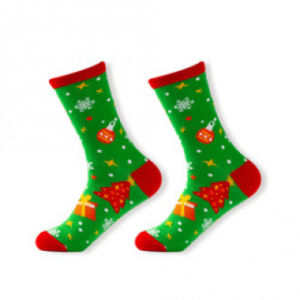 European and American Style Mid-Calf Santa Claus Socks Breathable Christmas Tree-Themed Ankle-Length Socks